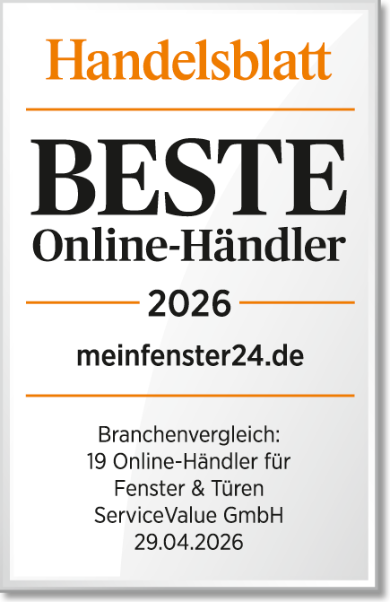 Beste Online-Händler 2026 Auszeichnung für meinfenster24 vom Handelsblatt