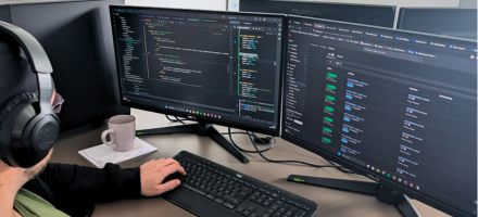 Foto eines Mitarbeiters in der IT bei meinfenster24