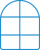 Icon eines Segmentbogenfensters
